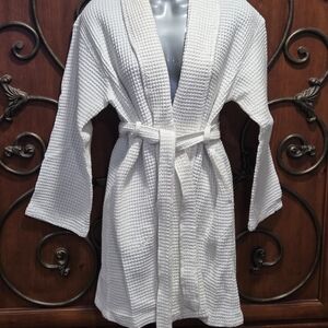 White Waffle Knit Women's Robe